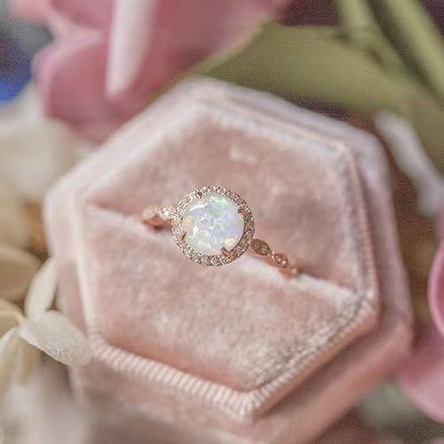 Bague Vintage en argent S925 plaquée dentelle ondulée en Zircon