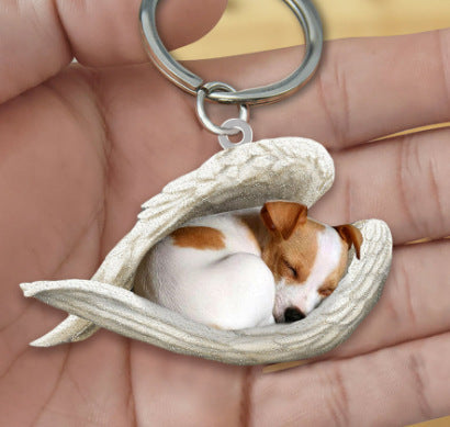 New Unique Dogs And Cats Sleeping Angel Pendant Car Key Ring