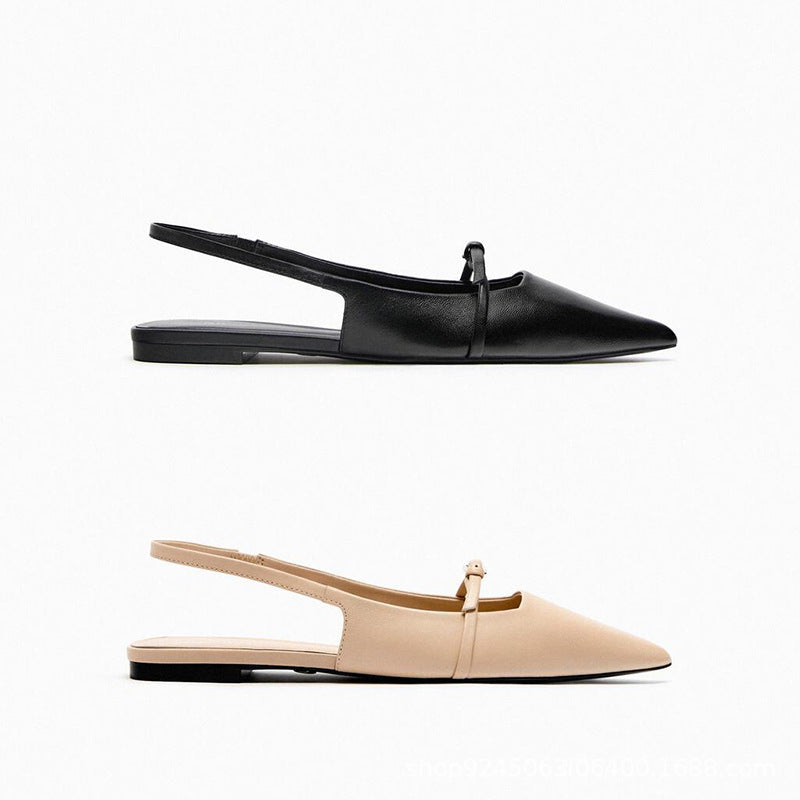Women's Fashion Pointed Toe Toe Cap Strap Empty French Sandals