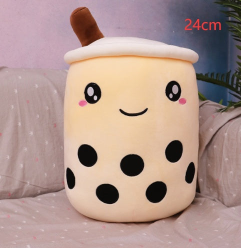 Peluche de boisson aux fruits, mignonne, douce, fraise, lait, thé, tasse de thé Boba, jouet bulle de thé, oreiller, coussin, cadeau pour enfants