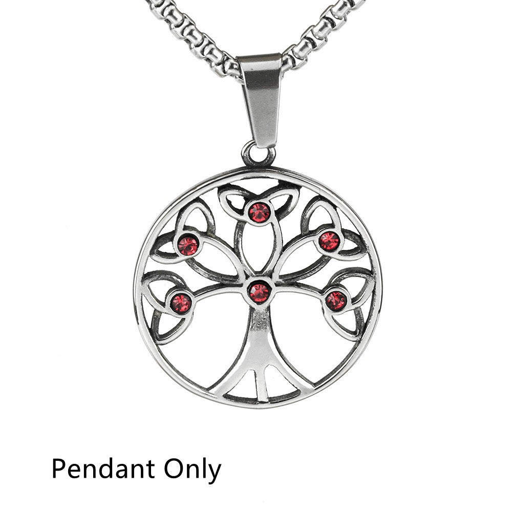 Collier en acier inoxydable avec pendentif arbre de vie pour hommes en acier titane