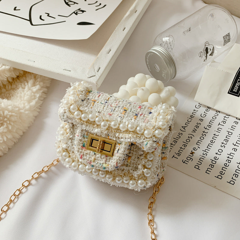 Sac à bandoulière pour enfants avec chaîne en treillis de diamants