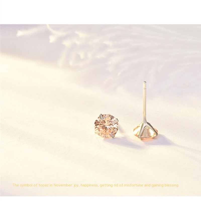 Boucles d'oreilles classiques à quatre griffes en argent sterling S925
