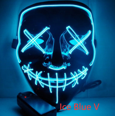Black V Halloween Horror Glowing Mask