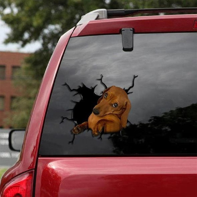 Pared de animales, todo tipo de cachorros, pegatinas electrostáticas creativas con agujero roto para ventana de coche