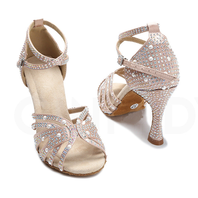 Chaussures de danse latine Diamond pour femmes, semelle souple d'intérieur