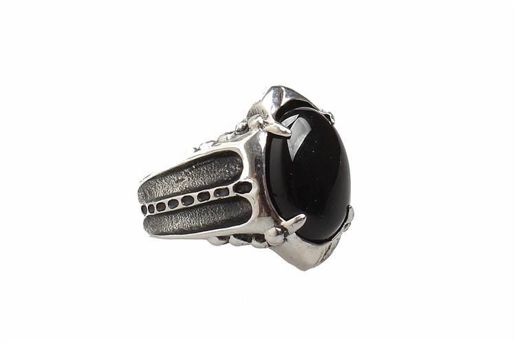 Bague pour hommes Punk Goth Vintage avec pierres précieuses en titane et acier moulé