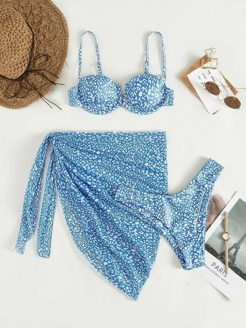 Robe de plage bikini fleurie trois pièces