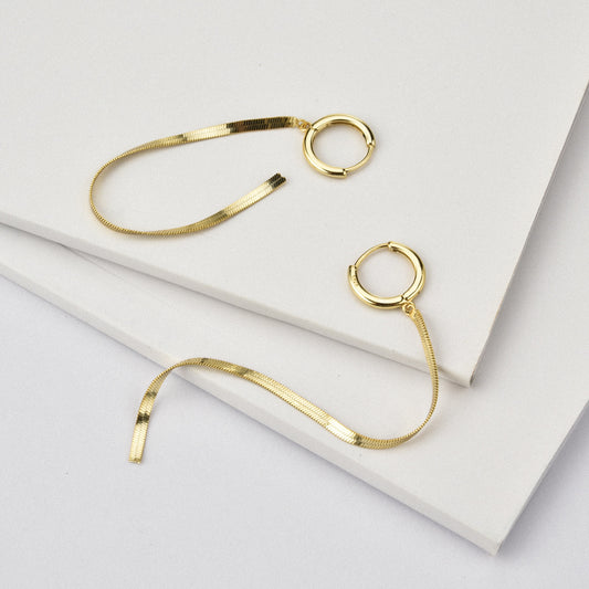 Boucles d'oreilles longues serpent en argent sterling à la mode