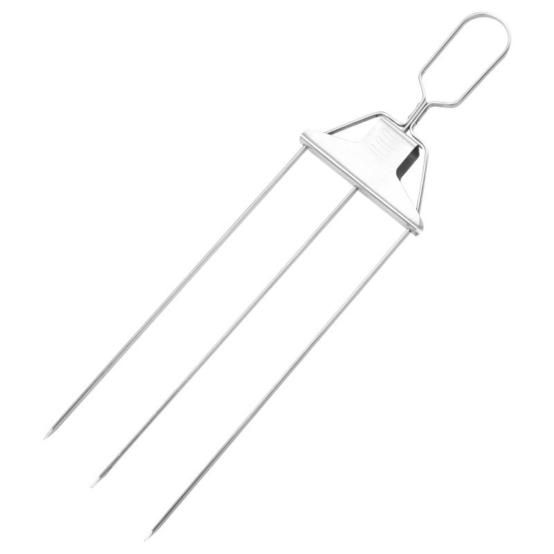Agujas para brocheta de 3 puntas, tenedores de 3 vías para Kebab, tenedor para parrilla de barbacoa de acero inoxidable, barbacoa doméstica antiadherente