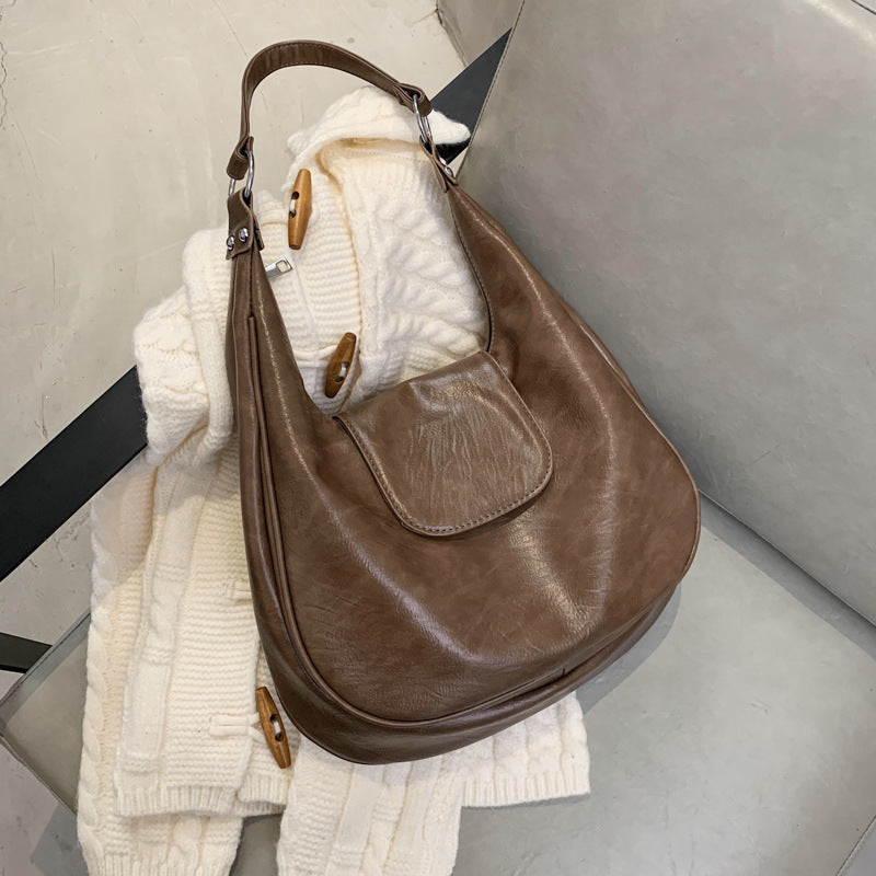 Sac à bandoulière simple classe banlieue en cuir souple fourre-tout grande capacité