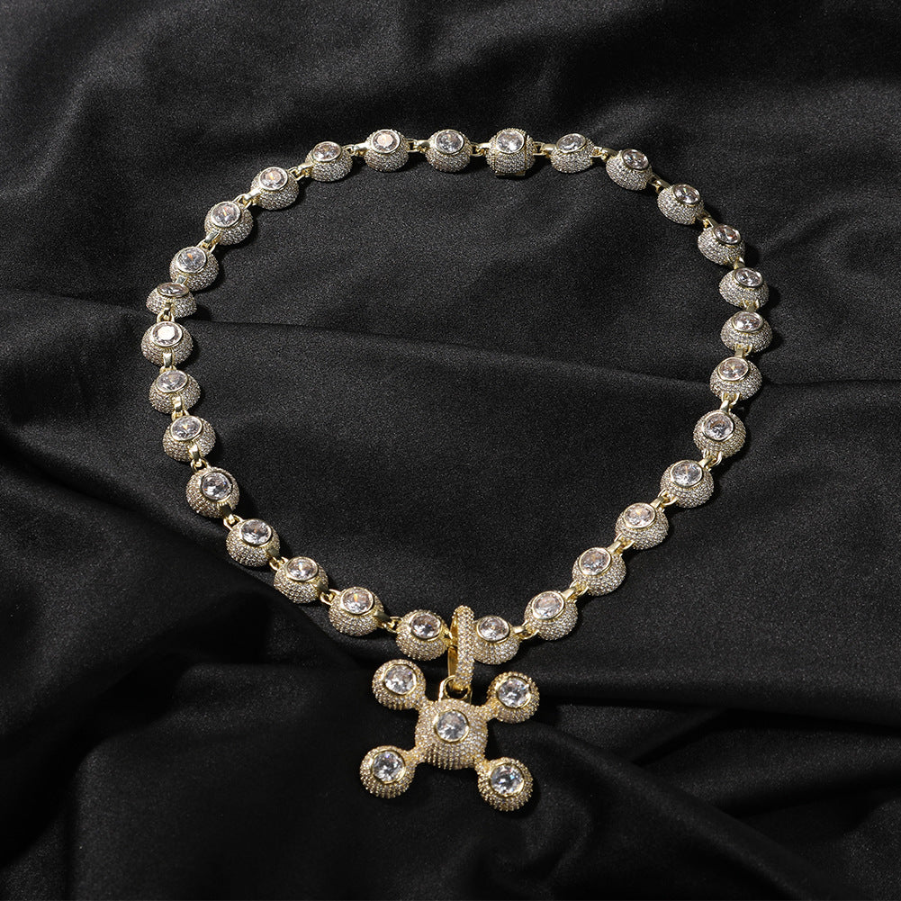 Collier en cuivre incrusté de diamants de Zircon, pendentif d'ornement de rue Cool à la mode