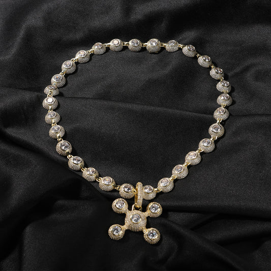 Collier en cuivre incrusté de diamants de Zircon, pendentif d'ornement de rue Cool à la mode