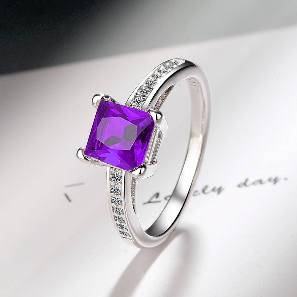 Bague de Bracelet transfrontalière de princesse en Zircon, strass carrés à quatre griffes