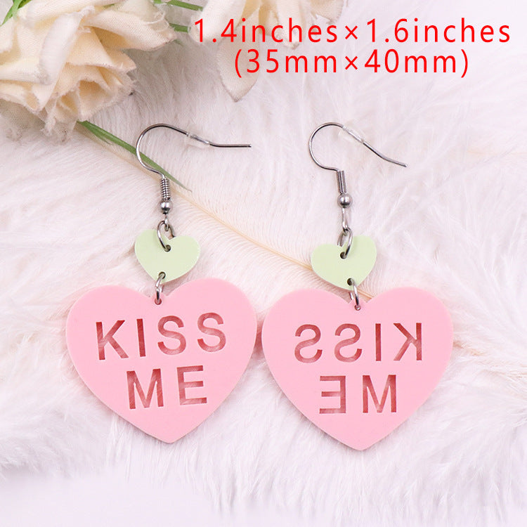 Mode amour lettre saint valentin cadeau mignon acrylique boucles d'oreilles bijoux