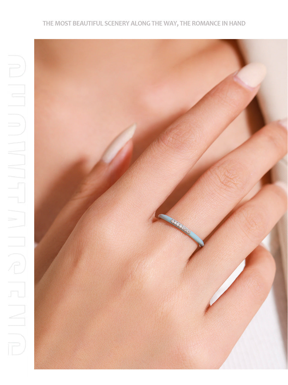 S925 Sterling Silver Blue Enamel Ring