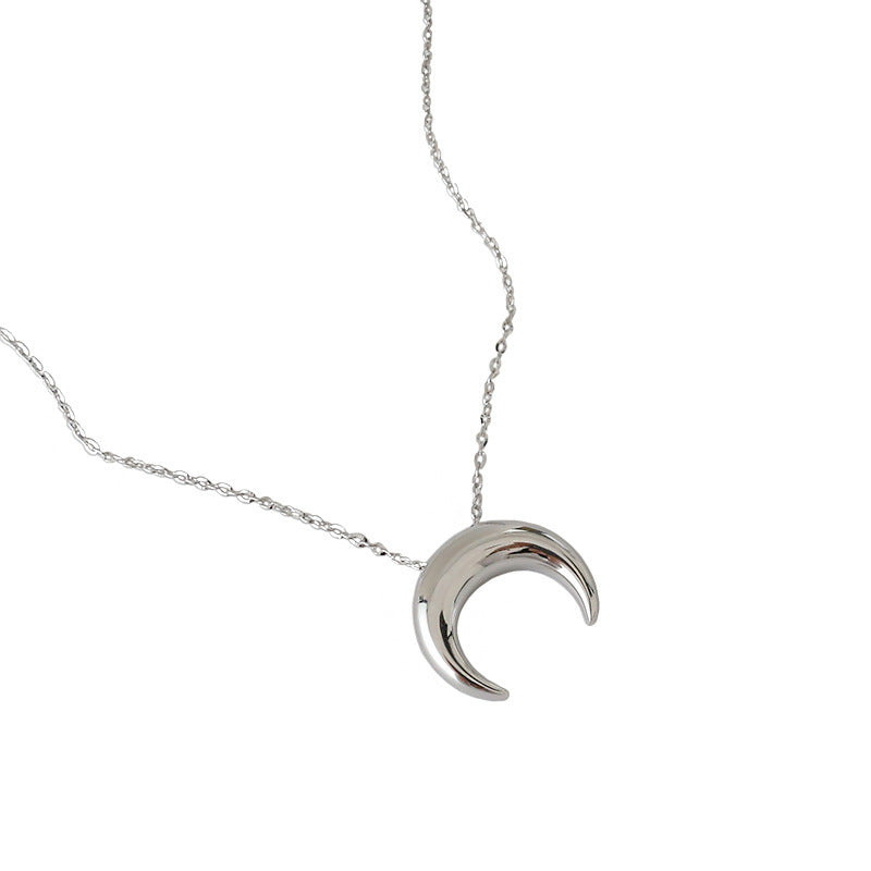 Collier en argent Sterling 925 de Style coréen, collier de lune Simple et assorti avec tout