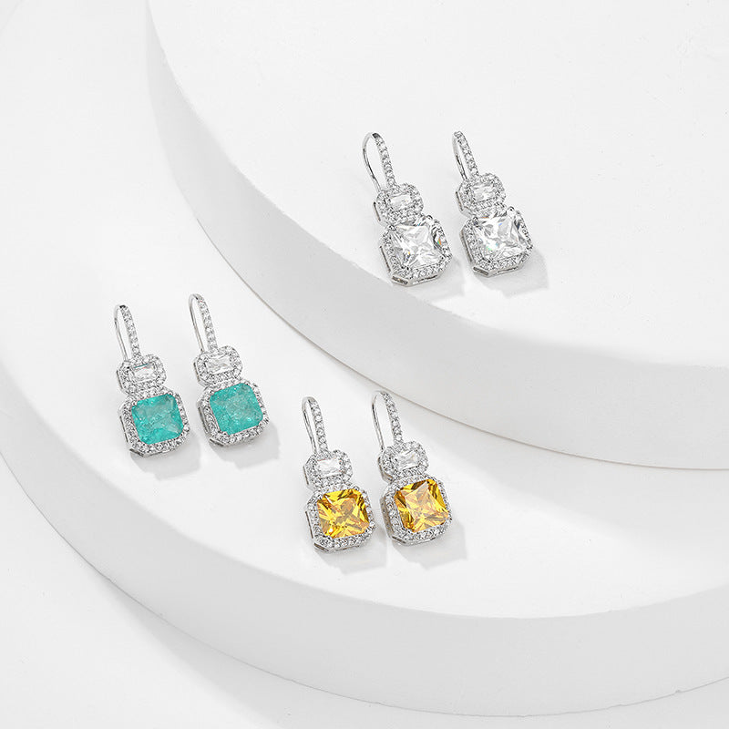 Boucles d'oreilles en Zircon carré géométrique avec Micro incrustation de mode pour femmes