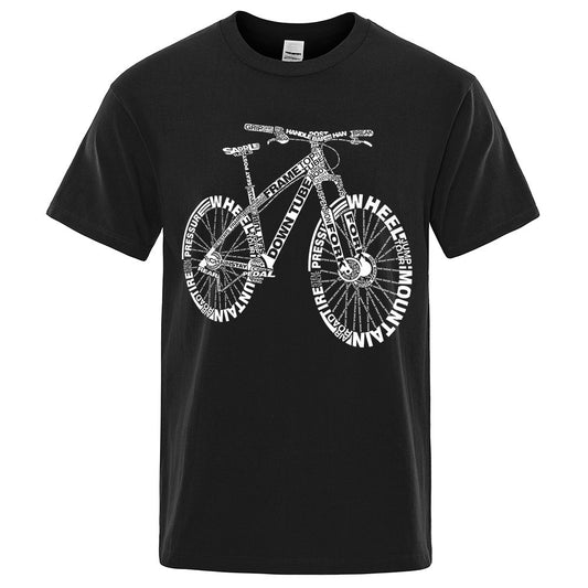 Polyester Round Neck Bicycle Pattern Casual Men's Short Sleeve