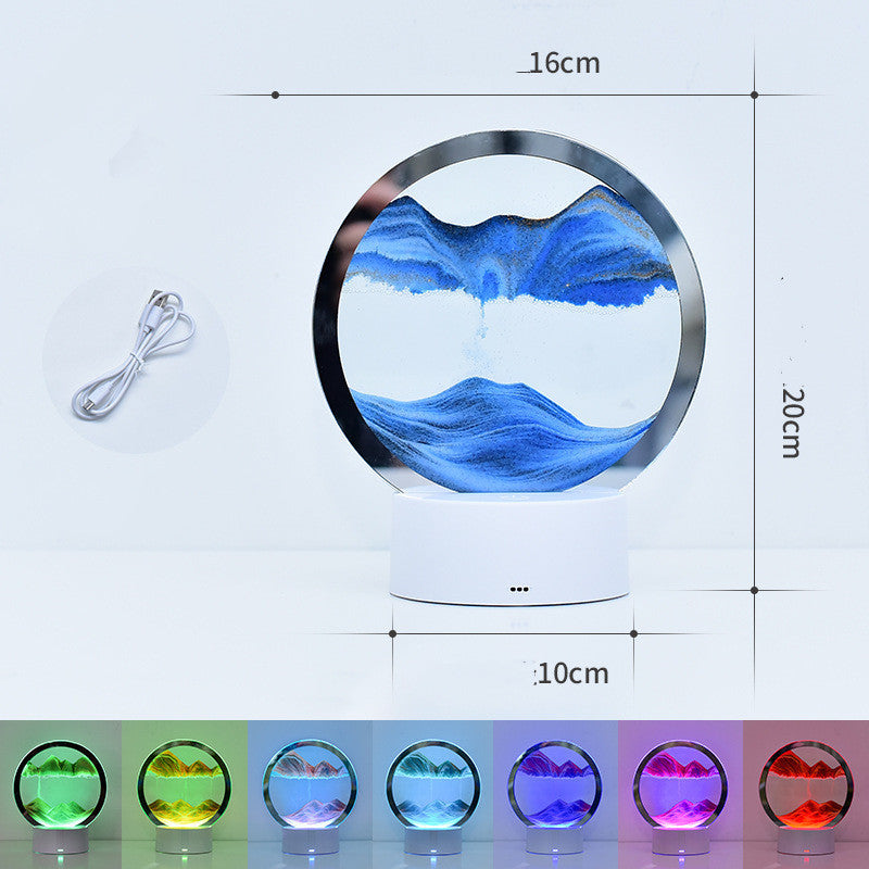 Lámpara de reloj de arena de decoración dinámica de pintura de arena movediza de escritorio