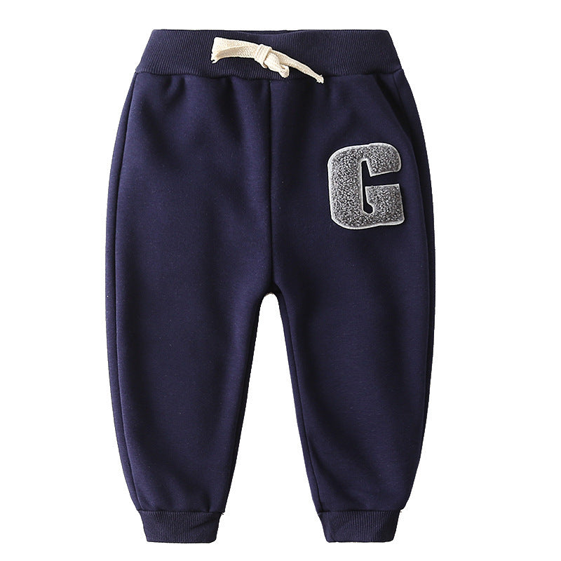 Vêtements pour enfants garçons lettre brodée Plus pantalon en velours bébé pantalon épaissi pantalon chaud