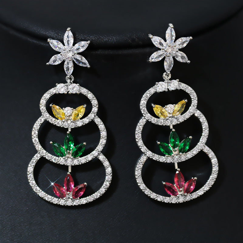 Ensemble de boucles d'oreilles et collier en Zircon pour femmes