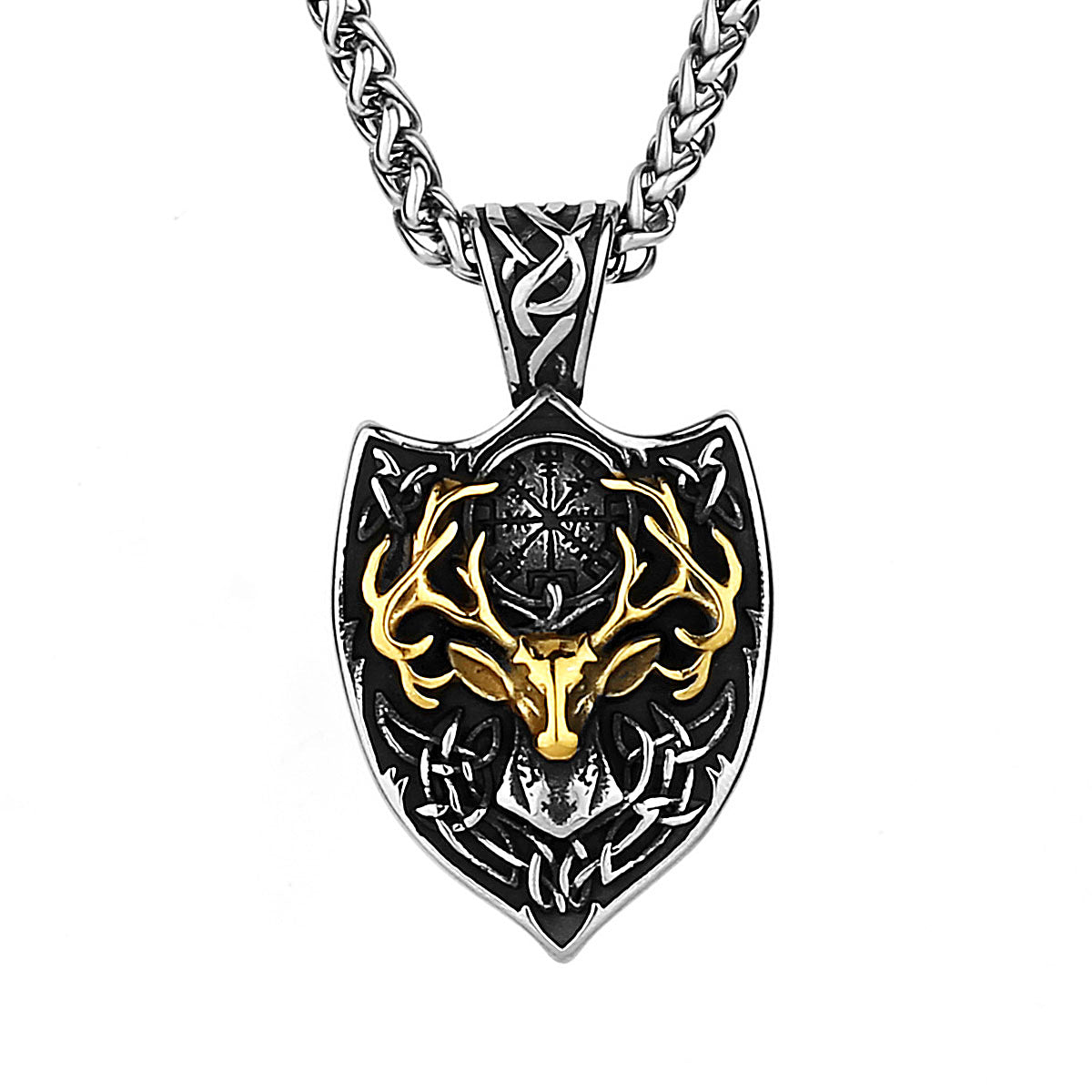 Collier pendentif en acier titane bois dominateur