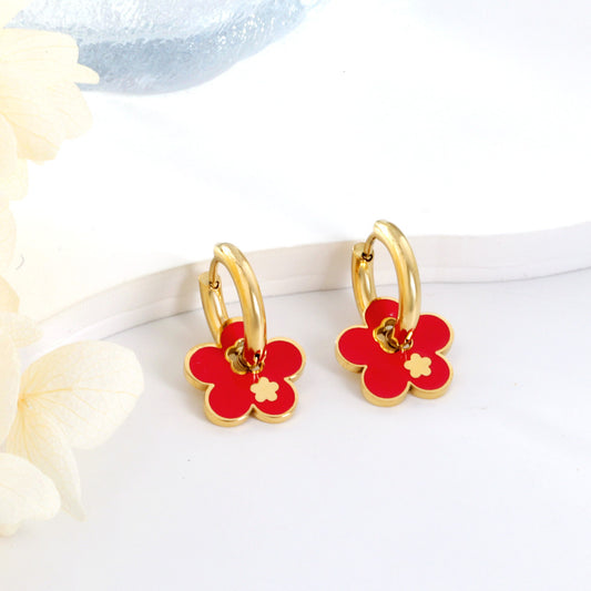 Boucles d'oreilles prune assorties pour femme