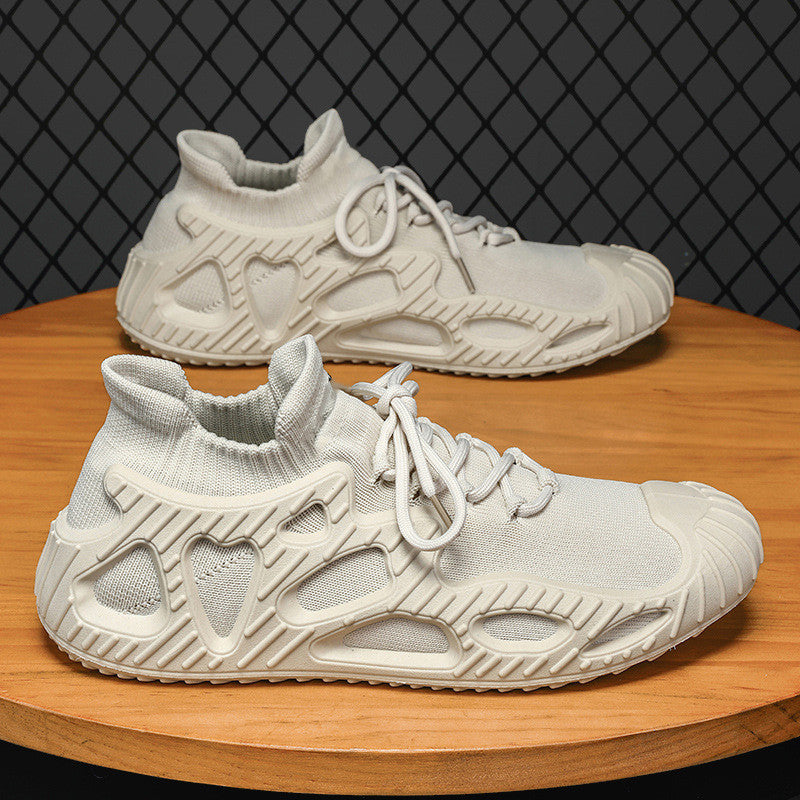 Zapatos de calcetines de punto con mosca versátiles, informales y transpirables para hombre