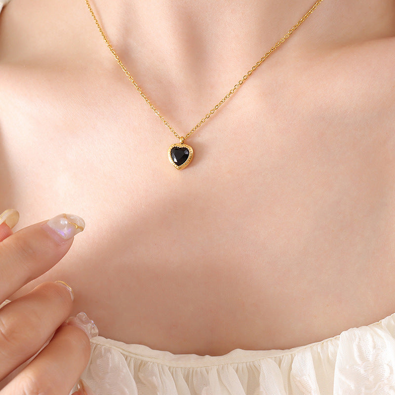 Collier pendentif d'amour incrusté de Zircon multicolore, Design de Niche d'été français