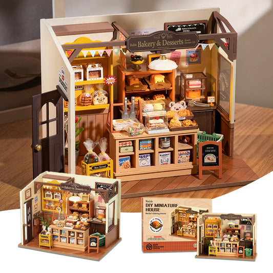 Robotime Rolife Becka's Baking House bricolage maison miniature pour enfants enfants 3D jouets d'assemblage en bois connexion facile décoration de la maison