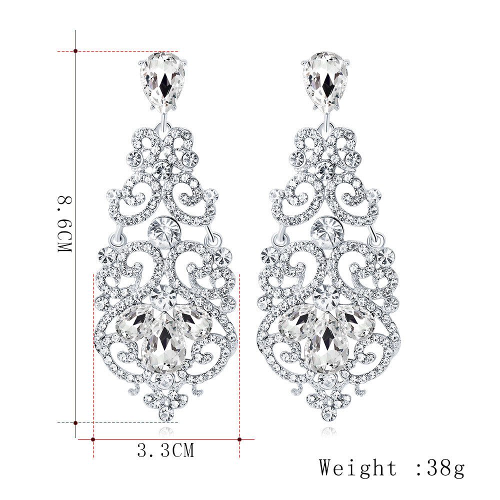 Women's Fashionable Alloy Diamond Crystal Earrings