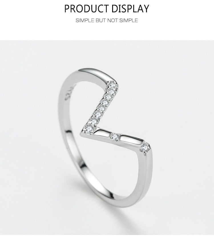 Women's Fashion V-shaped S925 Sterling Silver Ring
