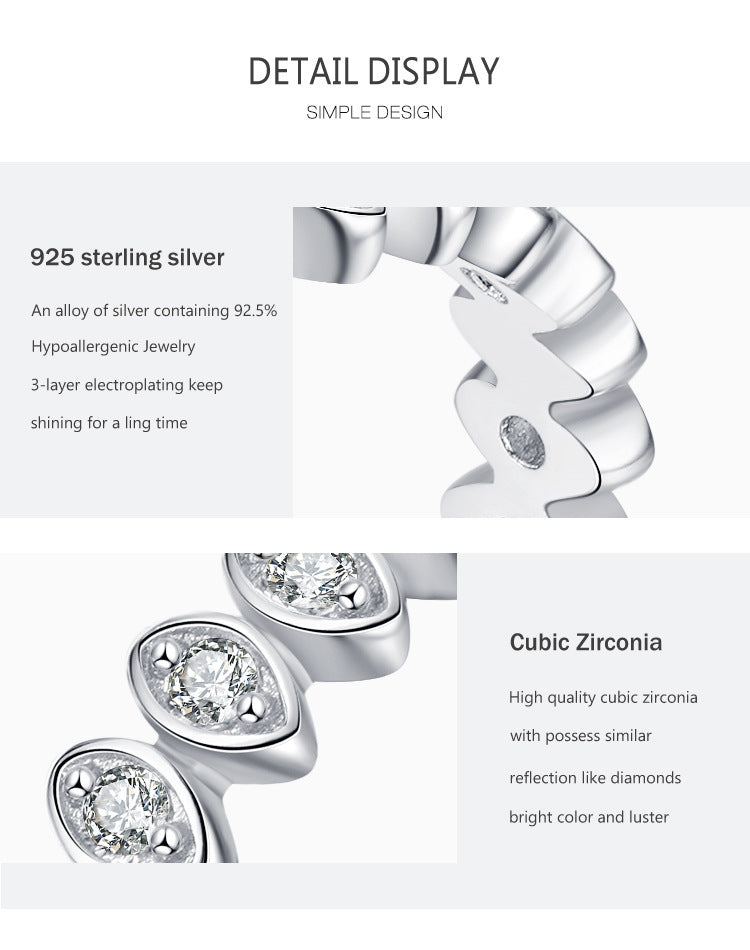 Bague femme en argent S925 Lucky Eye sertie de diamants