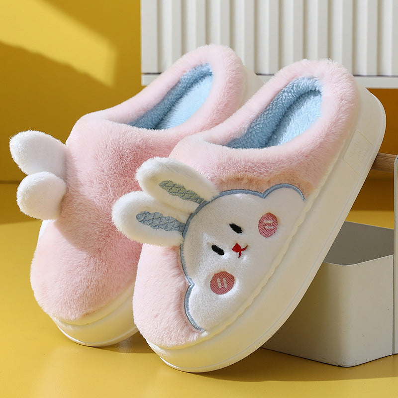 Silencieux anti-dérapant maison dessin animé mignon maison thermique coton pantoufles hiver