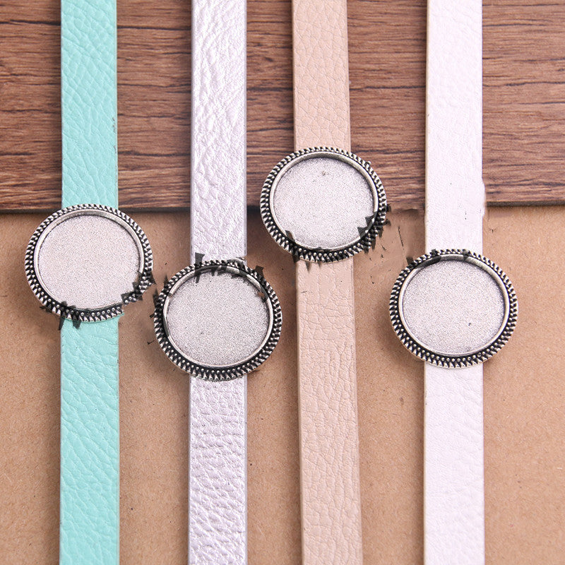 Simple Fashion Bracelet PU Leather Alloy Base Support Buckle 18mm DIY Bracelet