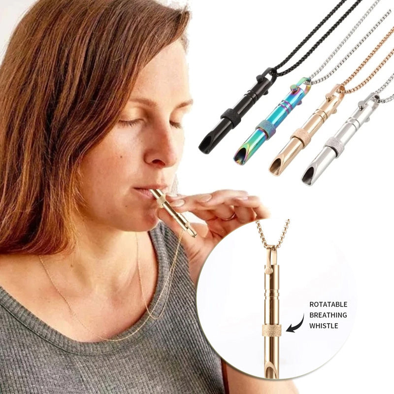 Collar de respiración de acero inoxidable para parejas, colgante para aliviar la ansiedad, estrés, ataque de pánico, meditación