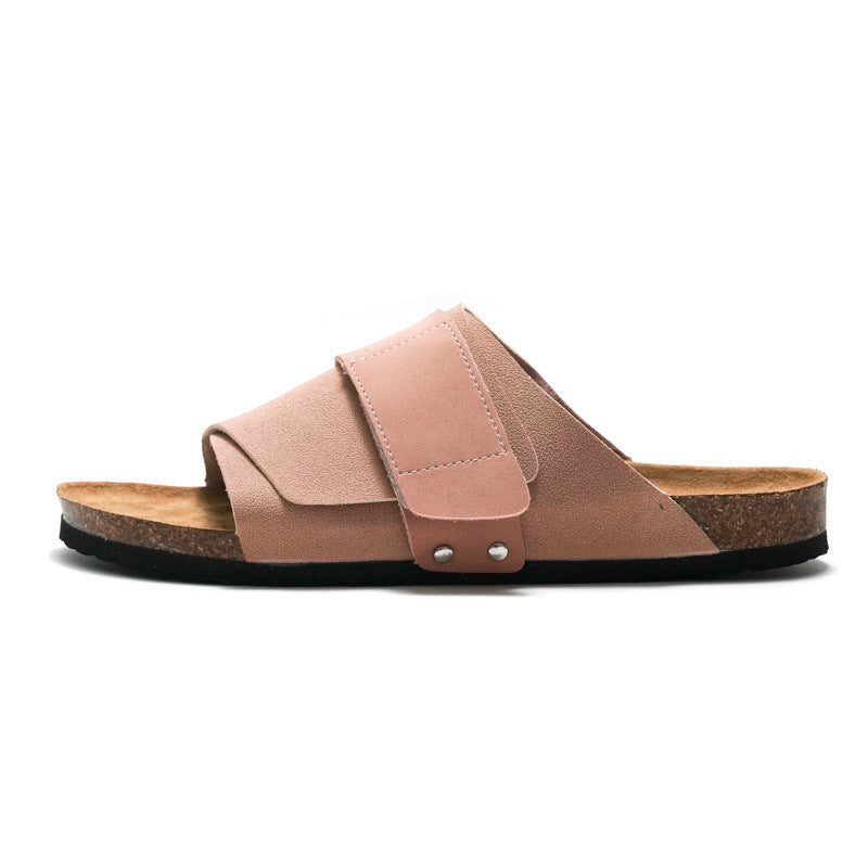 Couple Beach Wear Sandales en liège avec surface en cuir
