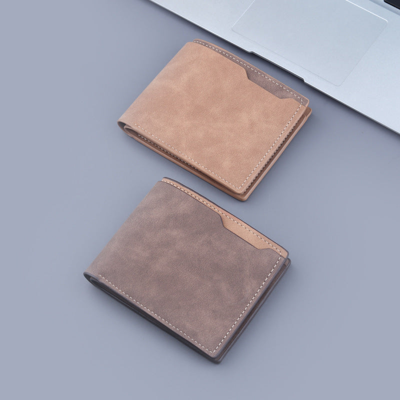 Cartera corta para hombre con dos pliegues y medio pliegue esmerilado