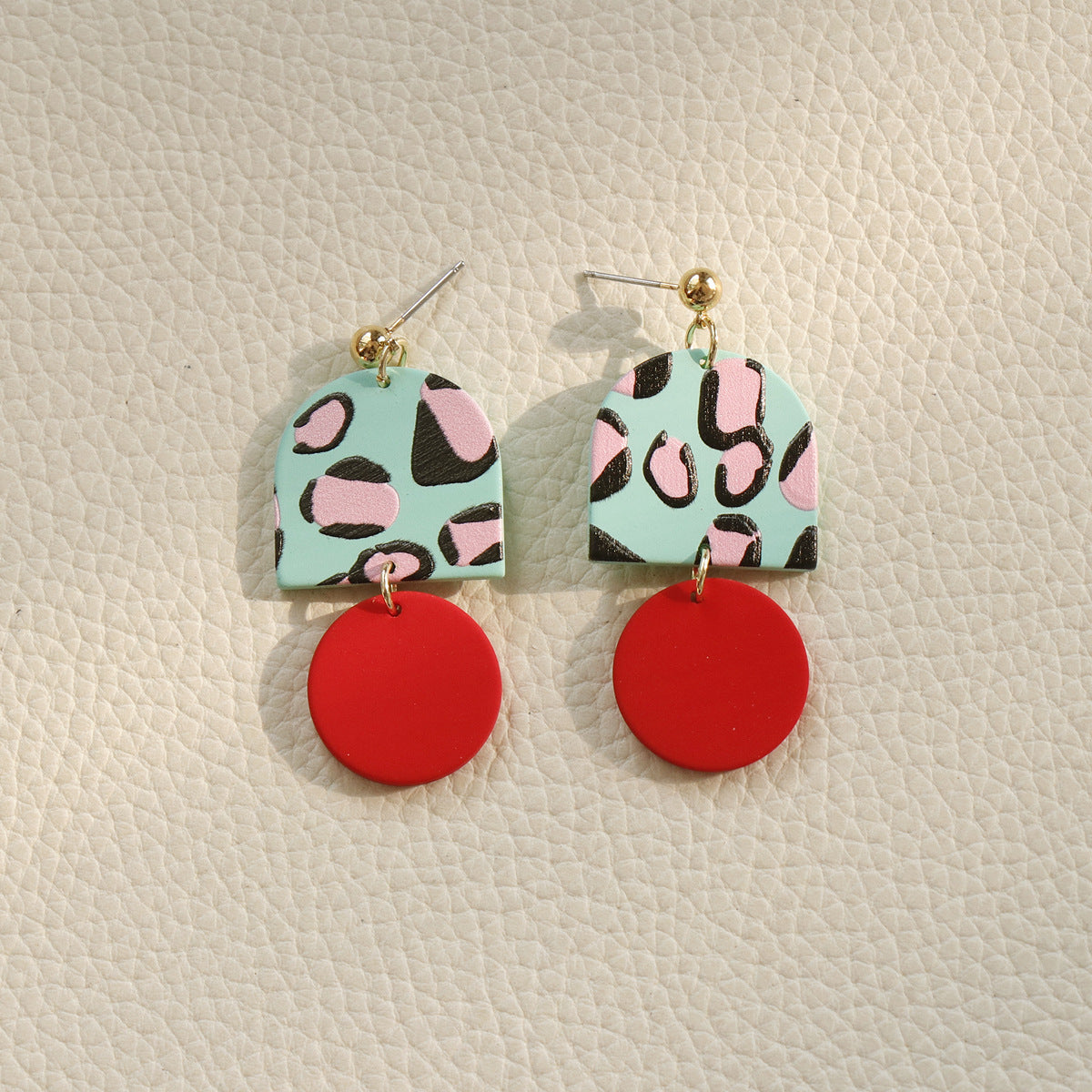 Contrast Color Holiday Girl New Acrylic Clay Texture Color Earrings