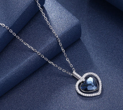 Collier en cristal femme S925 argent Sterling diamant coeur
