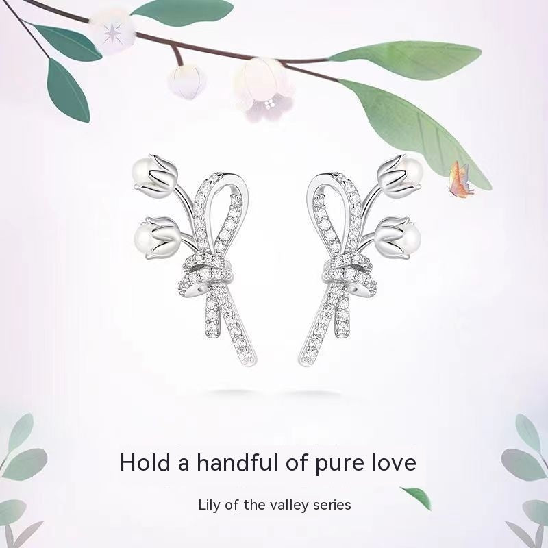 Pendientes de perlas con diseño de moda minoritaria para mujer Linglan Bouquet