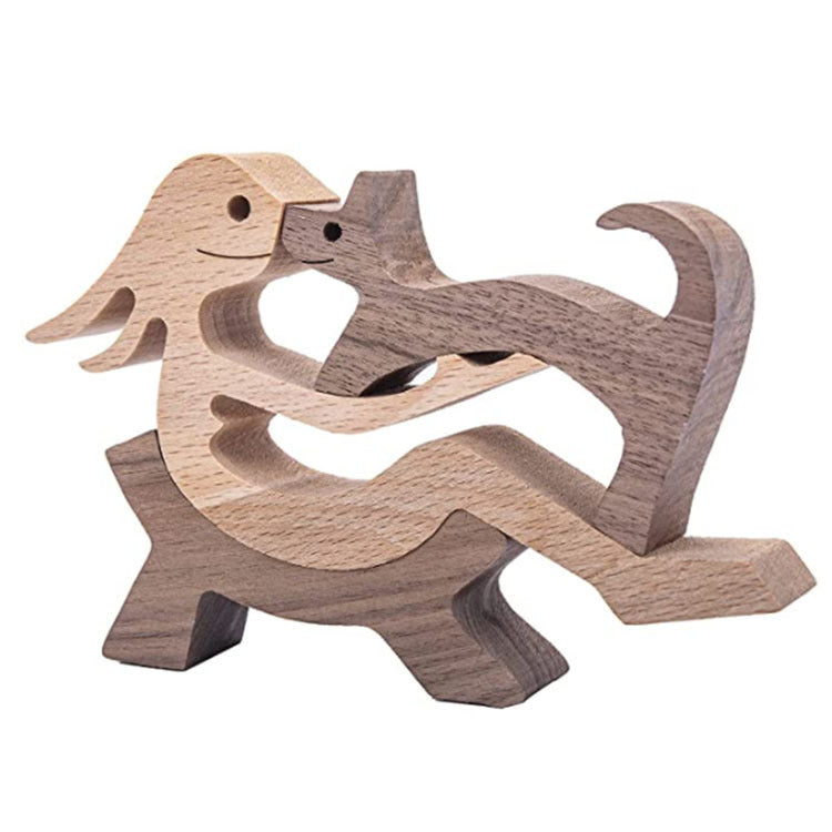 Figurine de chien en bois à faire soi-même, Sculpture de décoration de maison, un homme et un chien, Sculpture en bois, cadeaux de noël, modèle de décoration
