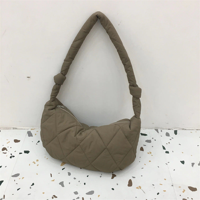 Sac à boulettes en duvet de coton, sac à bandoulière en losange sous les bras