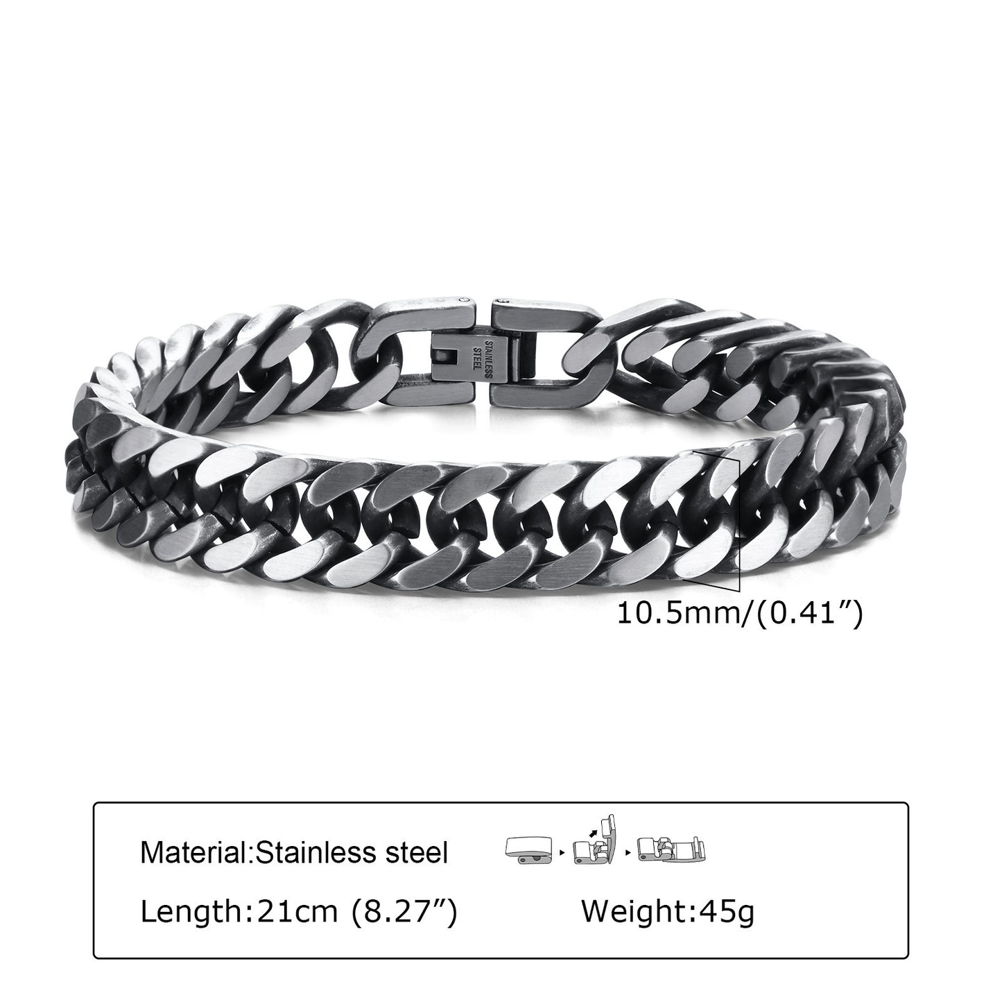 Ornement de bracelet épais pour hommes en acier inoxydable européen et américain