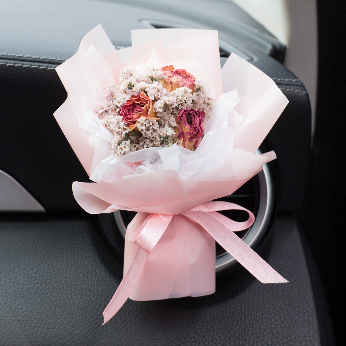 Parfum de ventilation d'aromathérapie pour voiture, Bouquet séché éternel créatif fait à la main, ornement de roses