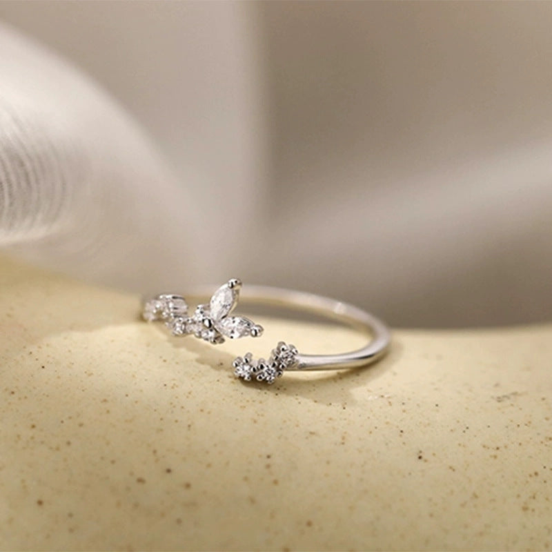 Special-interest Design High-grade 925 Silver Plated Small Bud Ring