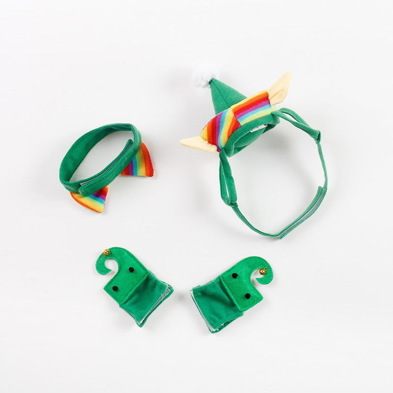 Fournitures pour animaux de compagnie, chapeau de noël pour chien, couvre-pied vert 4 pièces