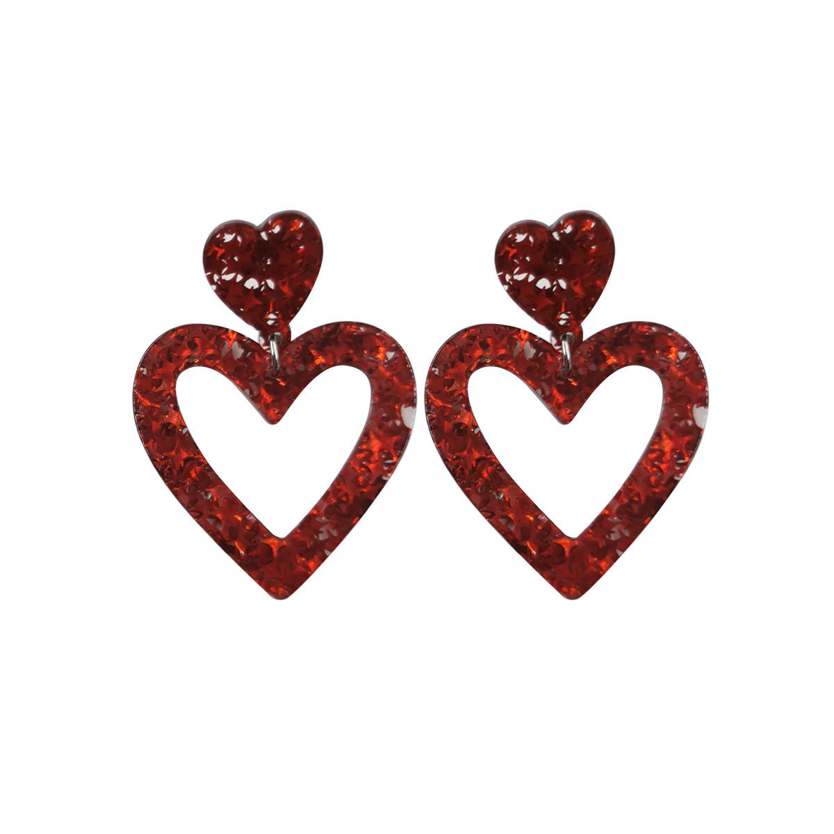 Personalized Simple Sequins XINGX Heart-shaped Hollow Acrylic Earrings
