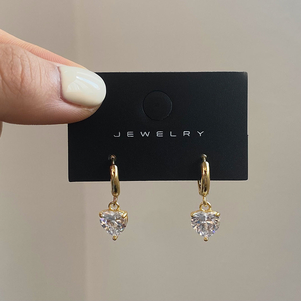 Dopamine haute qualité amour conception Zircon Niche Simple tout-match boucles d'oreilles femme